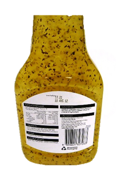 Salad dressing label on white