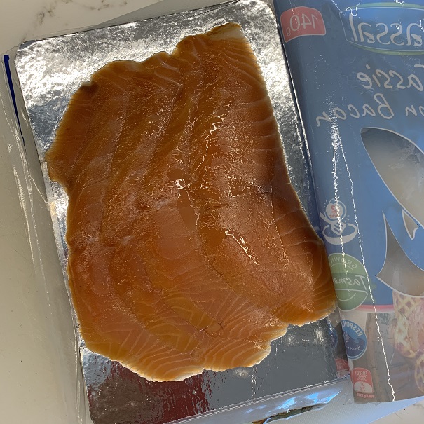 Salmon rashers packet red