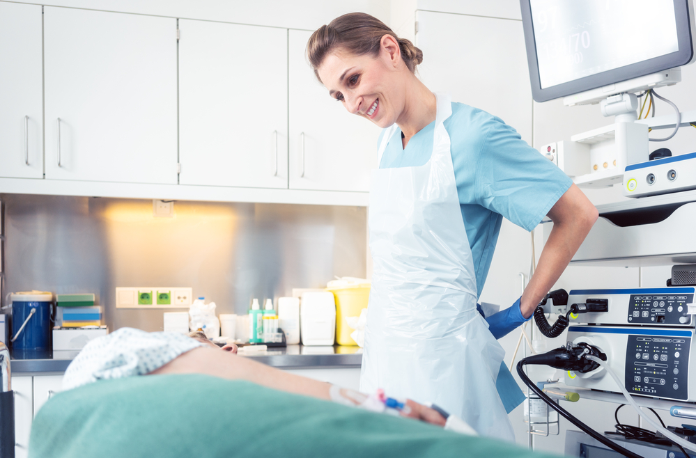 Shot of a nurse & her patient for endoscopy