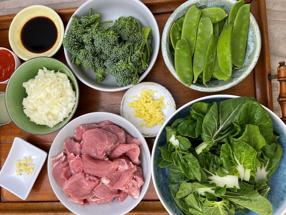 Ingredients Pork Greens StirFry chopped fnl smllr